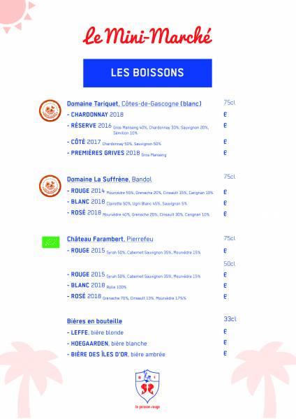 boissons vins bières à emporter bio hve restaurant hyeres giens